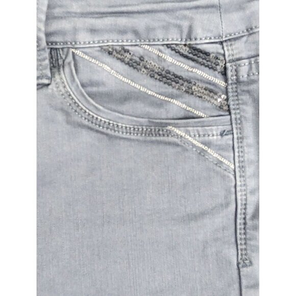 Soft Surroundings Skinny Pants Embroidered Pockets Blue Grey Women's 14 - Picture 2 of 7